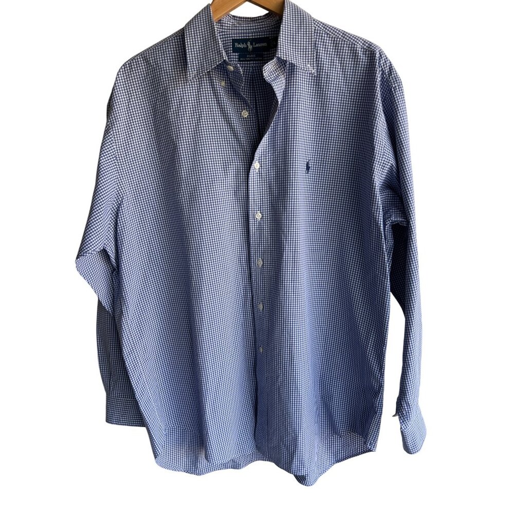 Ralph Lauren Blake button-down shirt size L large blue white gingham - Picture 1 of 4
